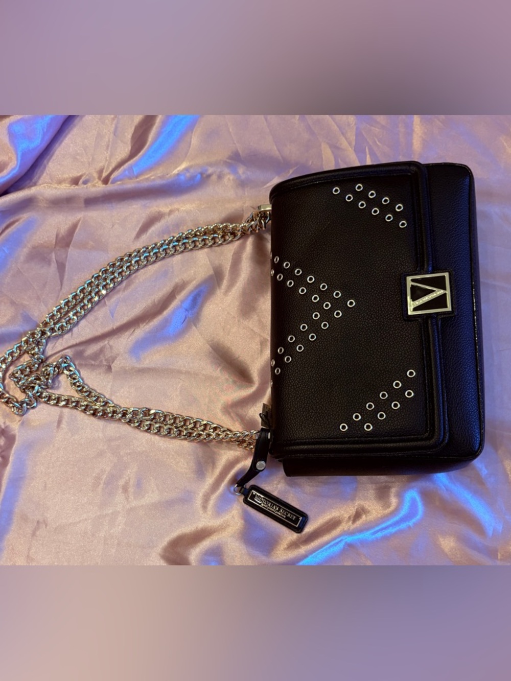 Victoria's Secret Black Eyelet Chain Strap shoulder bag